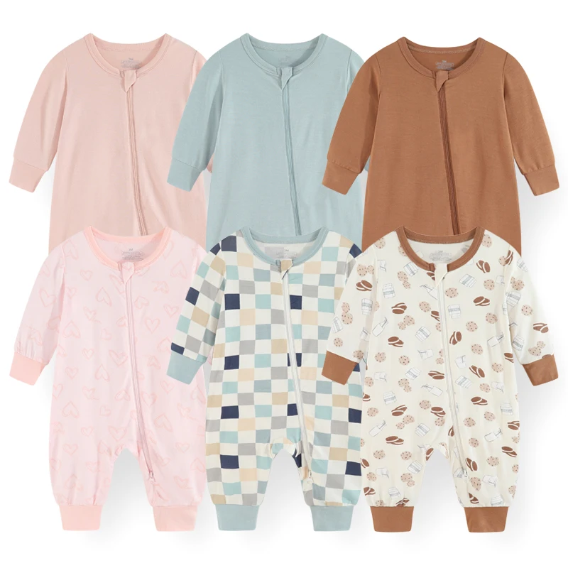 

2/3Pieces Unisex Rompers 2-Way Zipper New Born Baby Girl Clothes Sets Autumn 0-24M Cotton Baby Boy Clothes Cartoon Spring