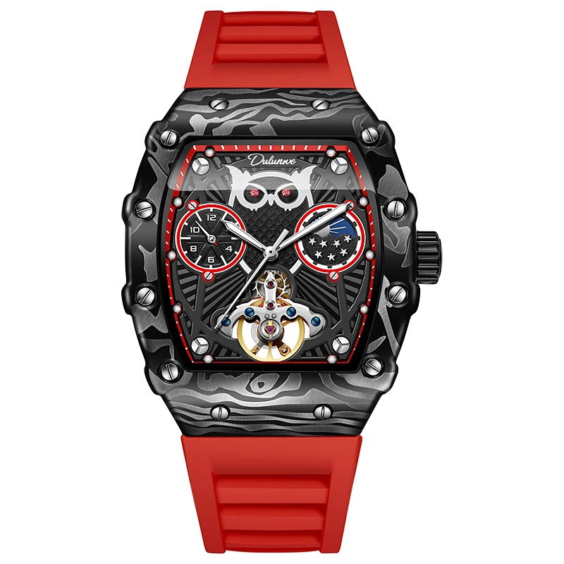 

2024 New Owl Skeleton Automatic Watch for Men Tourbillon Mechanical Wristwatch Luminous Moon Phase Man Watch reloj caballero