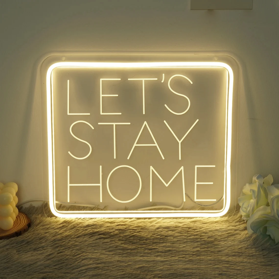 

Let's Stay Home Neon Sign LED 3D Engraving Neon Light Home Room Party Wall Decor Game Room Bedroom Living Room Decor Lamp Signs