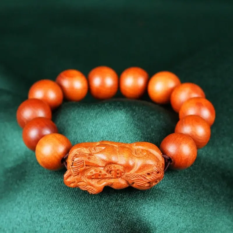 

Mencheese New Peach Wood Bracelet Genuine Lucky Dragon Year Birth Year Money Drawing Pi Xiu Men's and Women's Rosary Bracelets