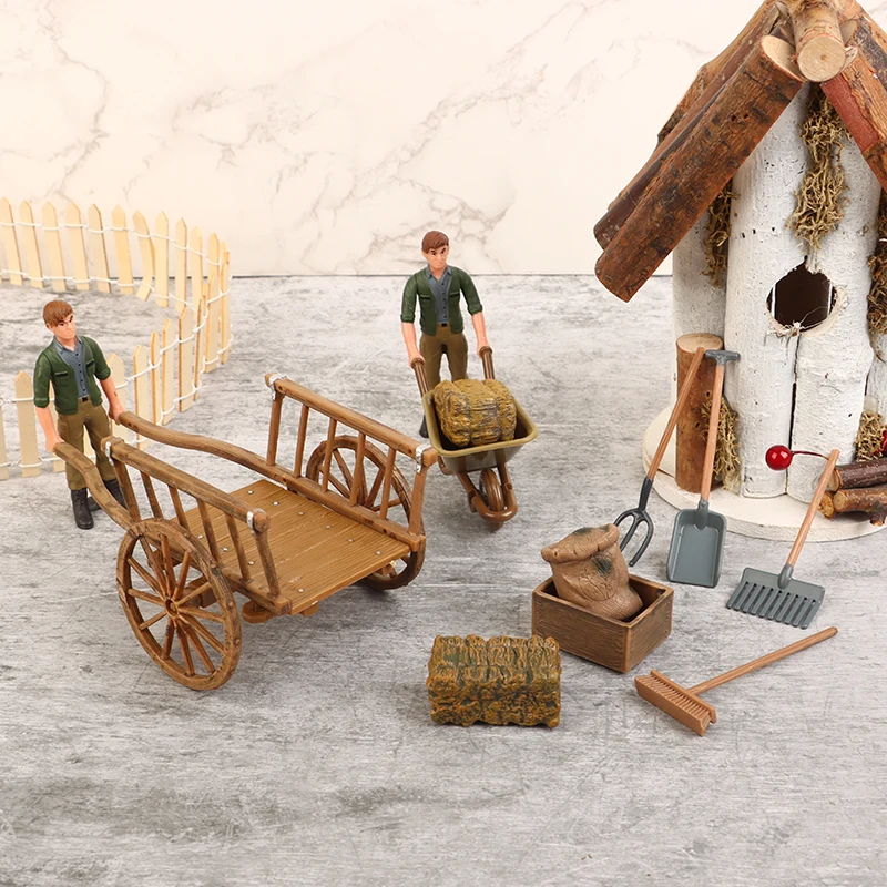 

1 Set Garden Furniture Toys Dollhouse Miniature Simulation Assembled Cart Model Agricultural Tools DIY Accessories