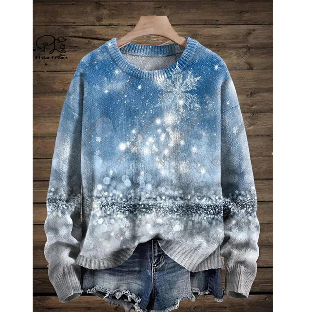 

New Men's Fashion Winter Sweater Santa Claus Snowflake Christmas Tree Elk Art 3D Printing Ugly Sweater Unisex Casual Sweater