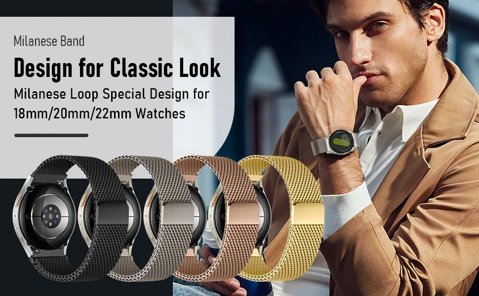 18/20mm/22mm Milanese Loop Strap For Samsung Galaxy Watch 7 6 Classic 43 47mm 40 44mm For Huawei GT5 41mm 46mm GT3Pro Metal Band 18/20mm/22mm Milanese Loop Strap For Samsung Galaxy Watch 7 6 Classic 43 47mm 40 44mm For Huawei GT5 41mm 46mm GT3Pro Metal Band