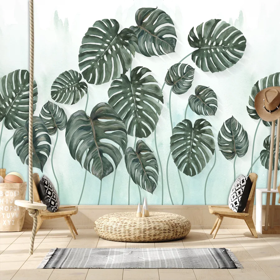 

Custom Peel and Stick Wallpapers Accept for Bedroom Decoration Jungle Leaves Forest 3d Wallpaper Contact Wall Papers Home Decor