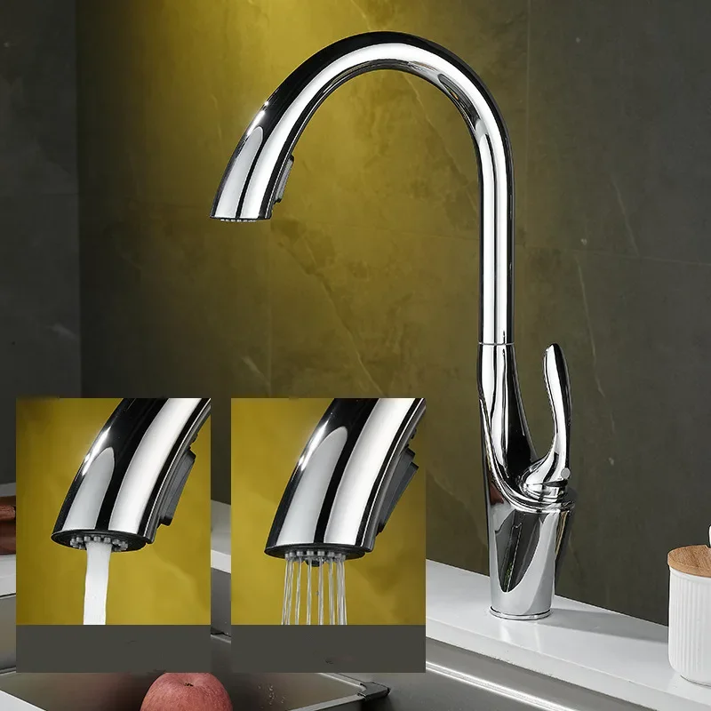 

Pull Out Kitchen Faucets Silver Single Handl Black Kitchen Faucet Sink Tap Brass Rotating Water Mixer Tap Mixer Tap