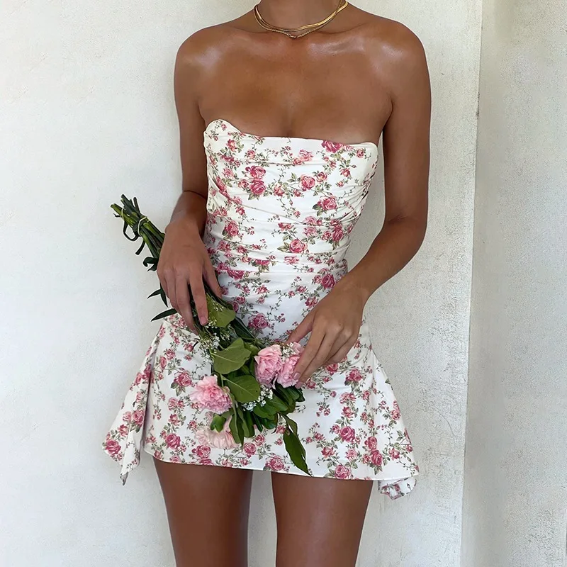 Sexy Off Shoulder Women Pleated A-Line Dress Strapless Floral Printed Nightclub Evening Party Dresses Robe Vestido
Sexy Off Shoulder Women Pleated A-Line Dress Strapless Floral Printed Nightclub Evening Party Dresses Robe Vestido