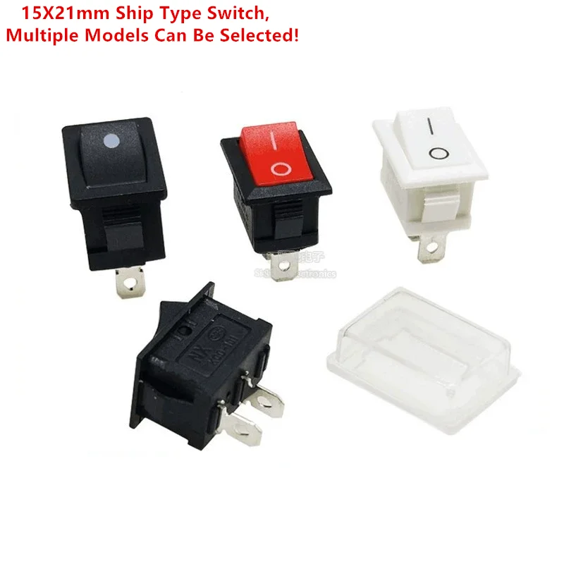 

5Pcs 15*21mm Marine Switch 2 Feet 2 Gears KCD1-101 Power Rocker Button Switch 250V 6A 125V 10A