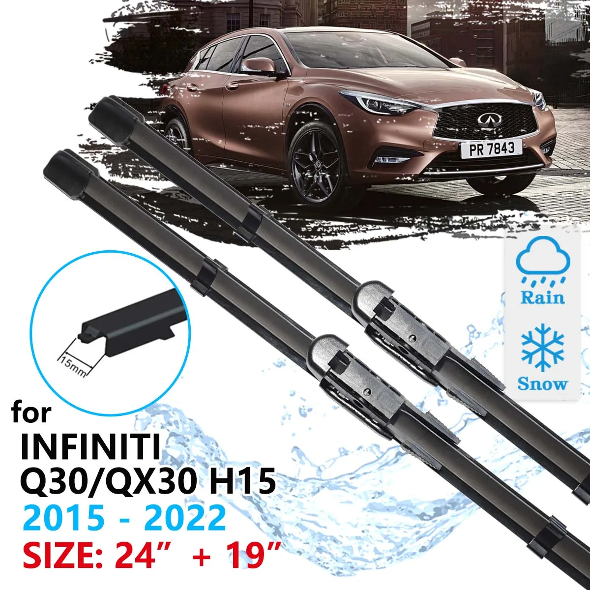Car Front Wiper Blade For Infiniti Q30 QX30 H15 2015 2016 2017 2018 2019 2020 2021 2022 Windscreen Windshield Accessories Window
Car Front Wiper Blade For Infiniti Q30 QX30 H15 2015 2016 2017 2018 2019 2020 2021 2022 Windscreen Windshield Accessories Window