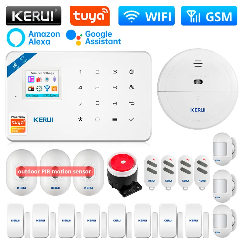 

KERUI W181 Alarm System for Home WIFI GSM Alarm Support Alexa Tuya Smart Motion Sensor Door Sensor Detector Wireless Siren