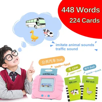 어린이용 말하는 카드 리더 몬테소리 학습 완구, 중국어와 영어, 448 단어, 조기 교육 플래시 카드