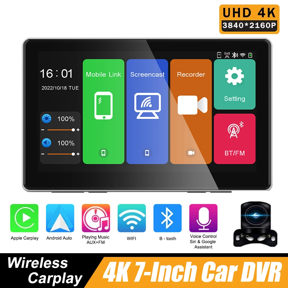 4K 7" Car DVR Dashcam Stereo Wireless Carplay Android Auto Mirror Screen GPS Front Rear Camera Dashboard WIFI Driving Recorder
4K 7" Car DVR Dashcam Stereo Wireless Carplay Android Auto Mirror Screen GPS Front Rear Camera Dashboard WIFI Driving Recorder