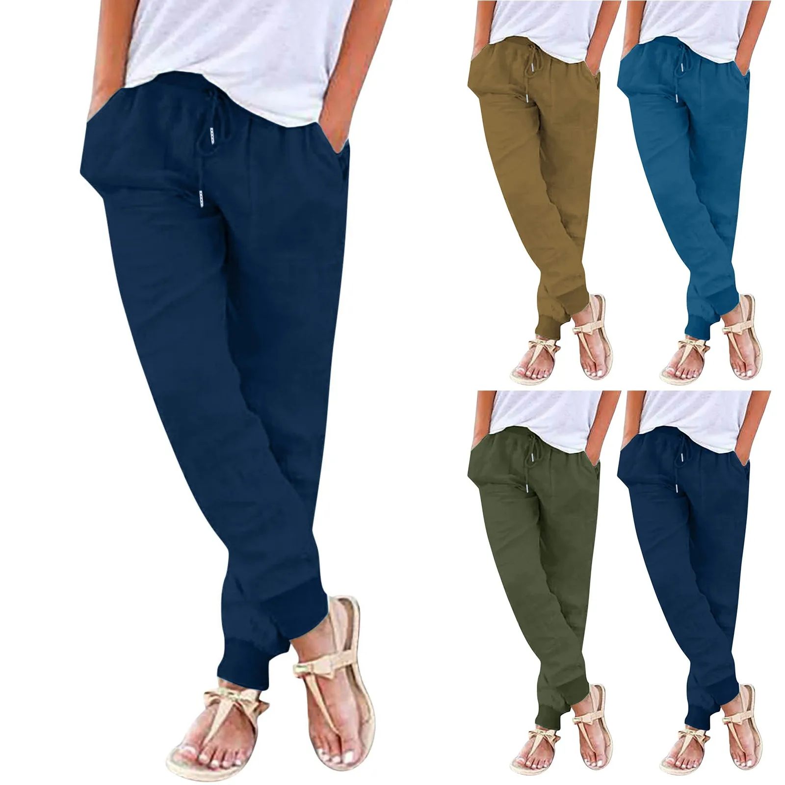 Womens Solid Color Washed Cotton Trousers Casual Thread Elastic Waist Pocket Trousers Vintage Fashion Drawstring Trousers
Womens Solid Color Washed Cotton Trousers Casual Thread Elastic Waist Pocket Trousers Vintage Fashion Drawstring Trousers