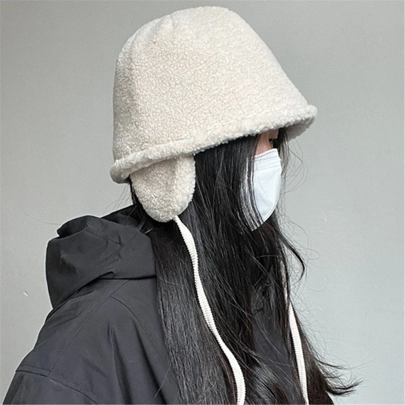 

Winter Warm Ear Flap Hat for Women Girls Plush Beanie Hat Hooded Skull Hat Outdoor Activity Windproof Headwear Pullover Hat