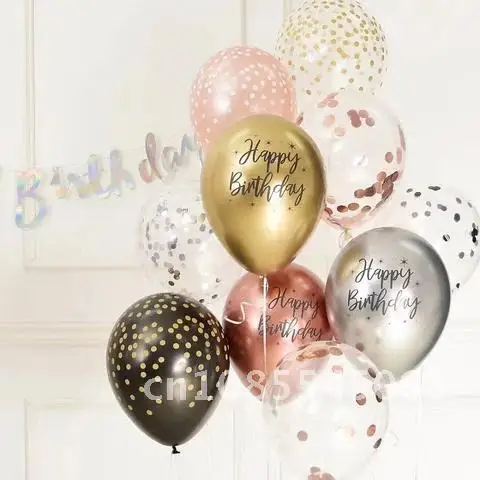 

10pcs 12inch Metallic Chrome Latex Balloons Printed Happy Birthday Pattern Helium Globos Kids Birthday Party Baby Shower Decor