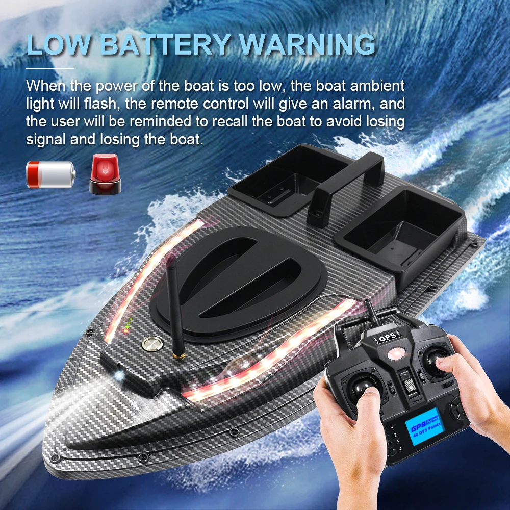 

GPS Fishing Bait Boat 500m Remote Control Bait Boat Dual Motor Fish Finder 1.5KG Loading Support Automatic Cruise Correction
