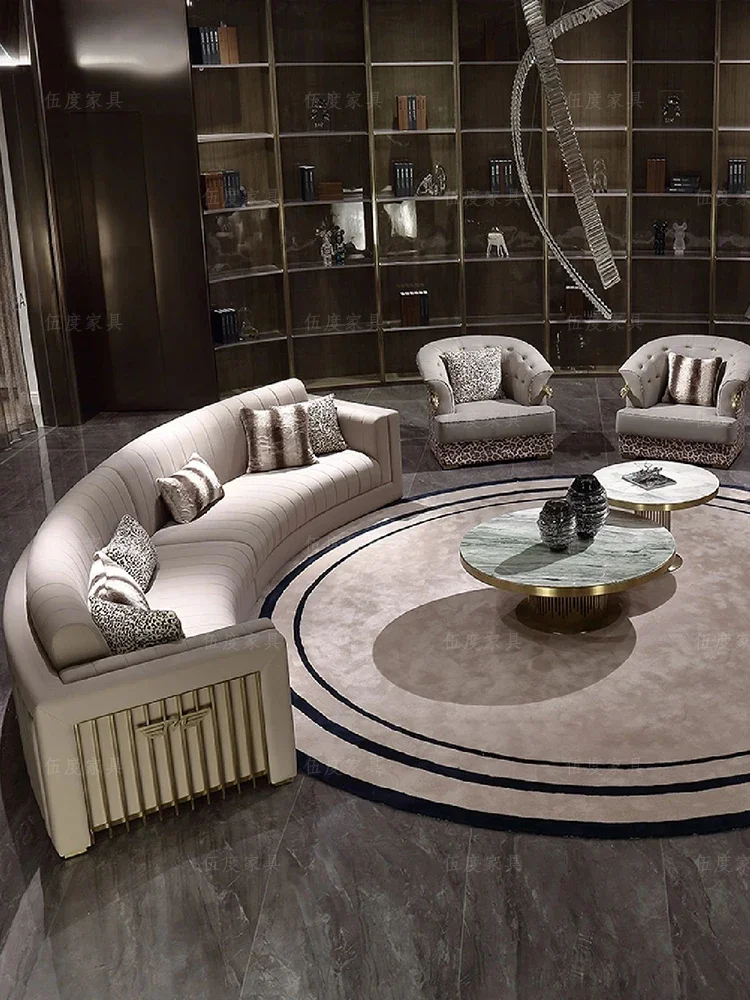 Custom Italian minimalist leather arc corner sofa villa hotel living room size luxury sofa
Custom Italian minimalist leather arc corner sofa villa hotel living room size luxury sofa