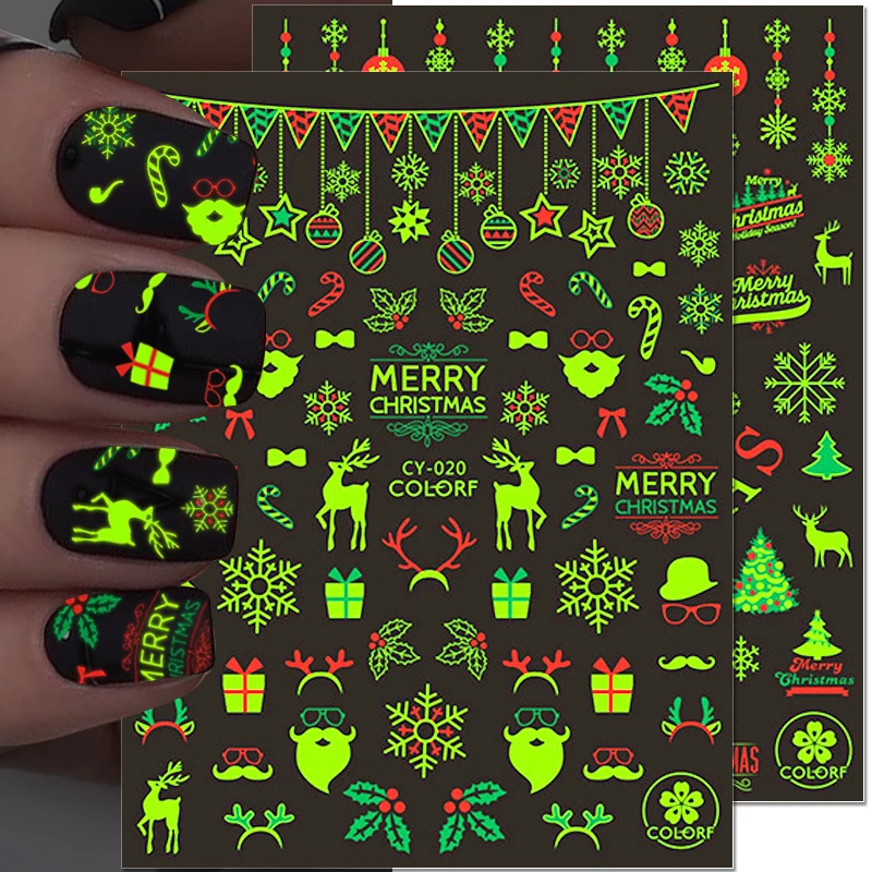 Christmas Luminous Nail Stickers 3D Santa Claus Elk Snowflake Nail Art Stickers Glowing In The Dark Tattoo Nail Decals Supplies
Christmas Luminous Nail Stickers 3D Santa Claus Elk Snowflake Nail Art Stickers Glowing In The Dark Tattoo Nail Decals Supplies