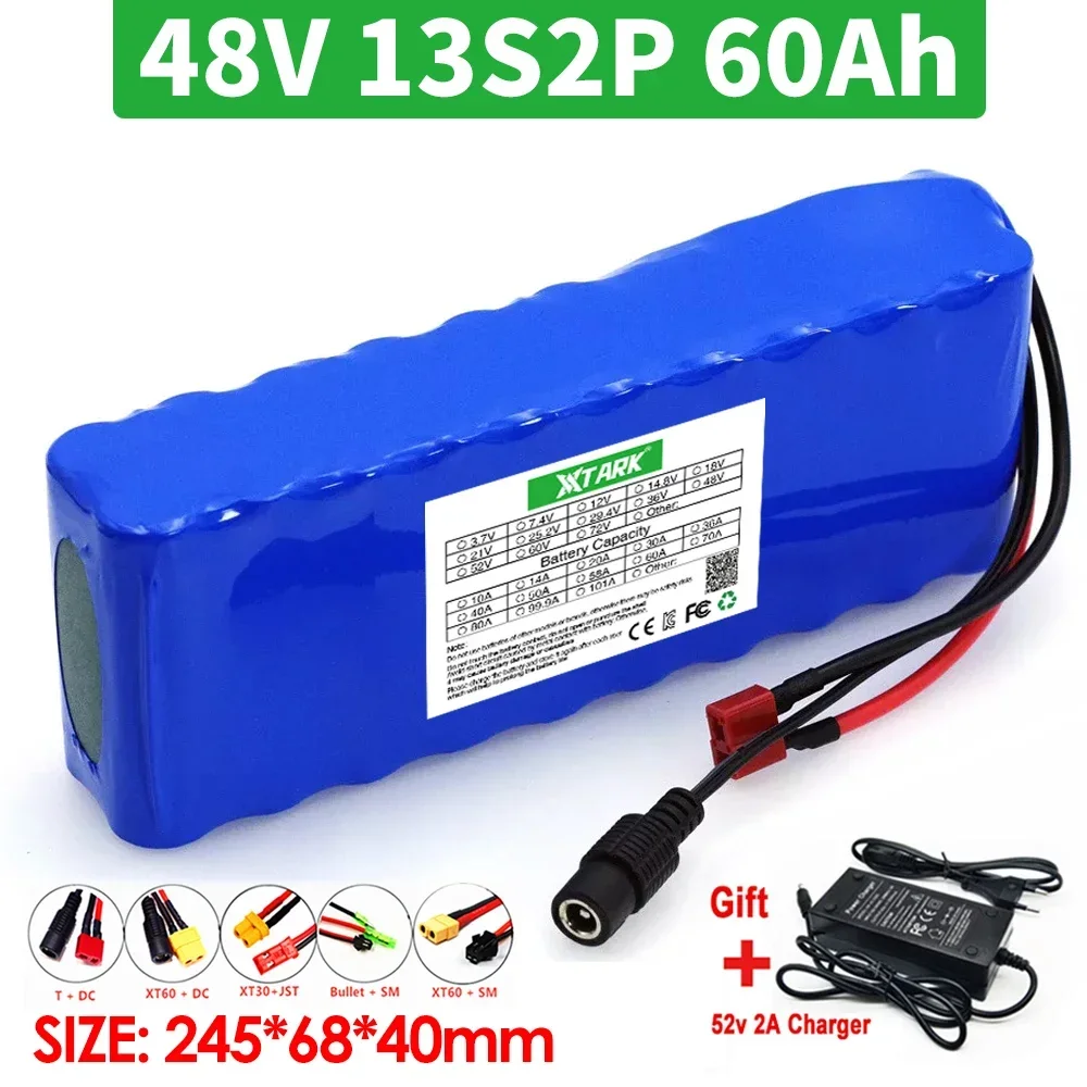 New E-bike 48v Battery Pack 60Ah 18650 Lithium Ion Battery 13S2P 1000w Bike Motorcycle Conversion Kit Electric Scoote
New E-bike 48v Battery Pack 60Ah 18650 Lithium Ion Battery 13S2P 1000w Bike Motorcycle Conversion Kit Electric Scoote