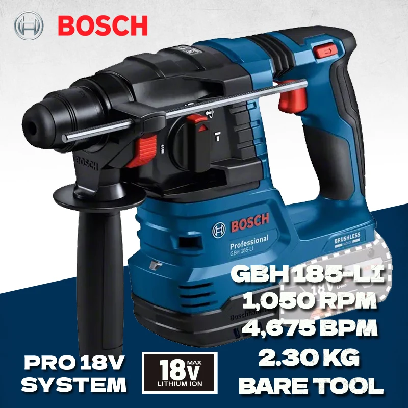 

BOSCH GBH 185-LI Professional Brushless Rotary Hammer Impact Drill SDS PLUS 18V Rechargeable Concrete Electric Hammer Bare Tool