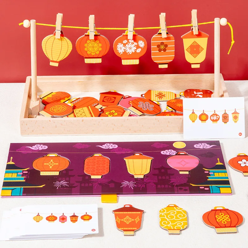 

Lantern Matching Game - Montessori Hang Lantern Pretend Play Toy | Color & Shape Learning Game Educational Toys Fun Hang
