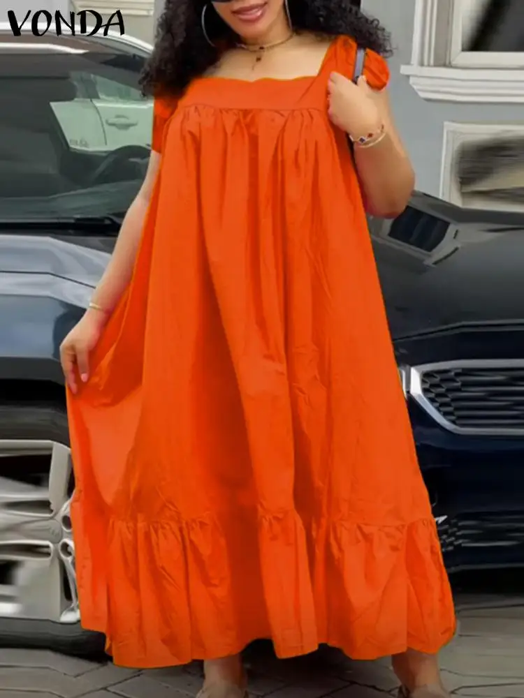 VONDA 2024 Summer Party Dress Fashion Women Sleeveless Straps Ruffled Sexy Solid Color Midi Sundress Casual Loose Long Vestidos
VONDA 2024 Summer Party Dress Fashion Women Sleeveless Straps Ruffled Sexy Solid Color Midi Sundress Casual Loose Long Vestidos