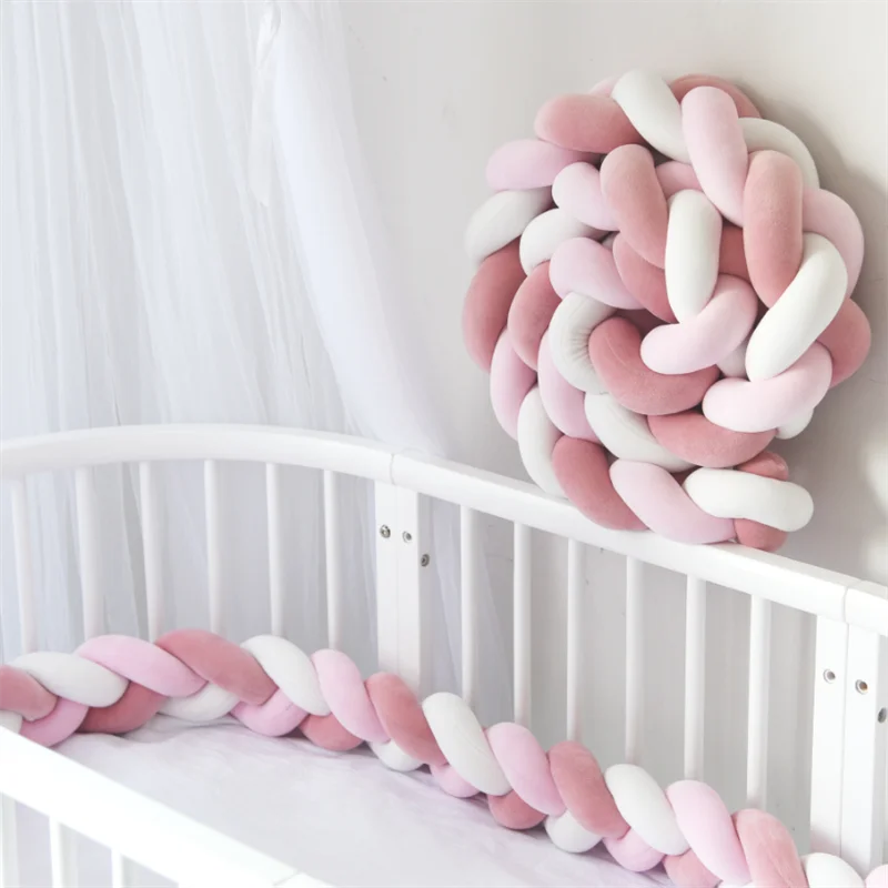 

Baby Safety Bed Bumper Crib Bumper for Newborn Knot Braid Pillow Cushion Anticollision Cot Protector Crib Bedding Set 1M/2M3M/4M