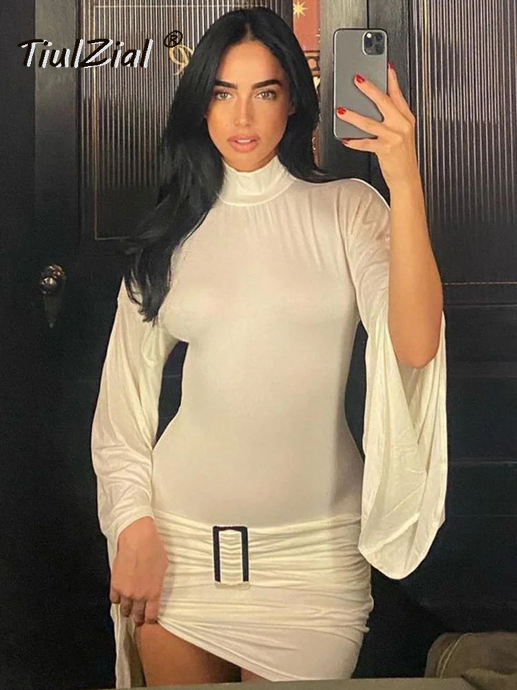 TiulZial 2024 Evening Party Dress Half High Collar Draped Hip Lifting Flare Sleeve Mini Black Bodycone Clubwear Dresses Outfits
TiulZial 2024 Evening Party Dress Half High Collar Draped Hip Lifting Flare Sleeve Mini Black Bodycone Clubwear Dresses Outfits