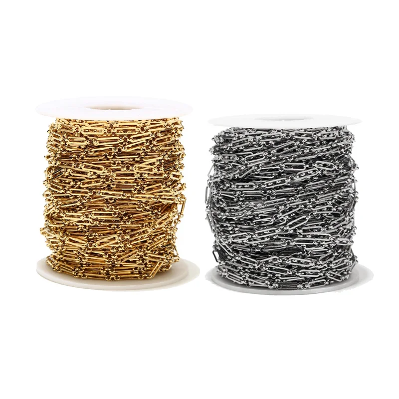 

1M Stainless Steel Gold 4mm Rolo Cable Chains Flat Wire Chic 3:1 Chain Fit for DIY Jewelry Making Supplies Wholesale Lots Bulk