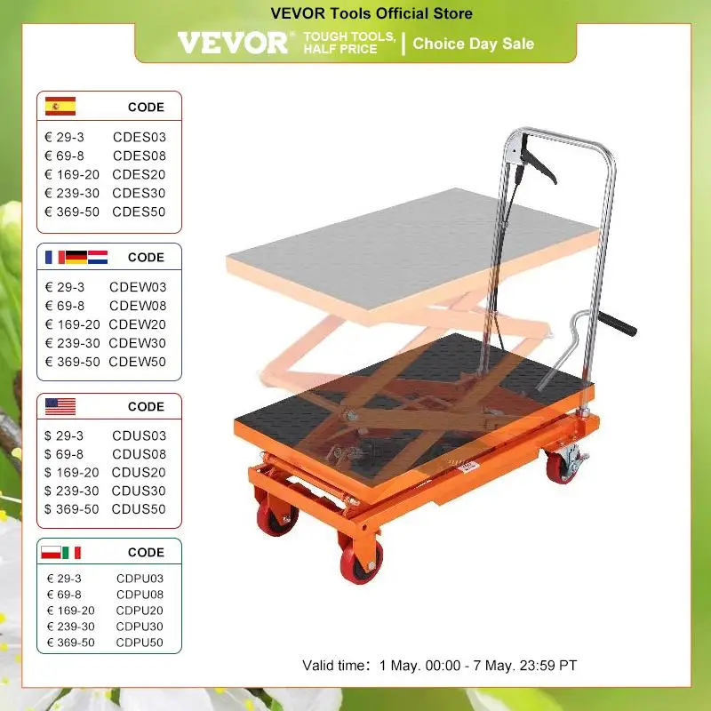 

VEVOR 330/770/1760Lbs Lifting Platform Hydraulic Car Lift Table Cart Heavy Duty Double Shear Wheelbarrow for Repair Motorcycl