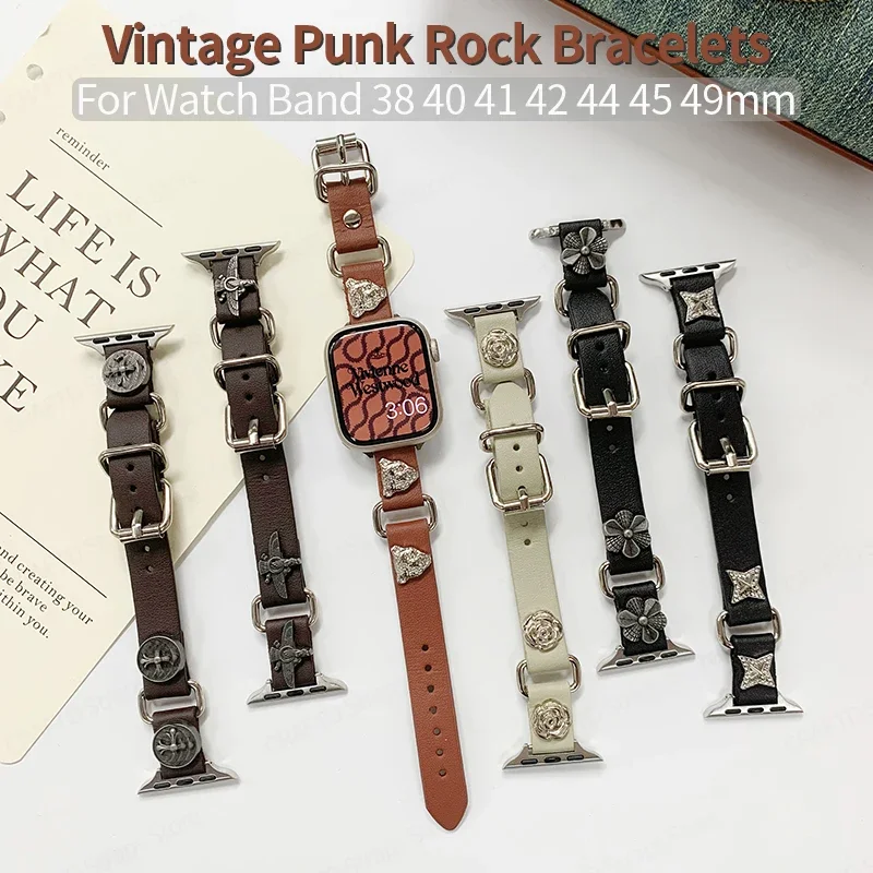 Luxury Metal Leather Strap for Apple Watch 44mm Band 49mm 41mm 45 38 42 Punk Rock Bracelet for iWatch Series 9 8 7 SE 6 5 Ultra2
Luxury Metal Leather Strap for Apple Watch 44mm Band 49mm 41mm 45 38 42 Punk Rock Bracelet for iWatch Series 9 8 7 SE 6 5 Ultra2