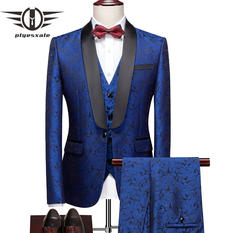 Plyesxale 2023 New Luxury Brand Jacquard Printed Men Suit Slim Fit Groom Wedding Tuxedo Party Male Suits Royal Blue 6XL Q1009
Plyesxale 2023 New Luxury Brand Jacquard Printed Men Suit Slim Fit Groom Wedding Tuxedo Party Male Suits Royal Blue 6XL Q1009