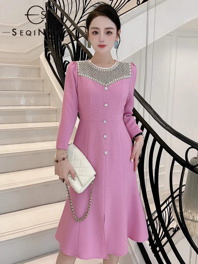 SEQINYY Elegant Midi Dress Office Lady High Quality Vintage Beading Slim Spring Autumn New Fashion Design Women Runway
SEQINYY Elegant Midi Dress Office Lady High Quality Vintage Beading Slim Spring Autumn New Fashion Design Women Runway