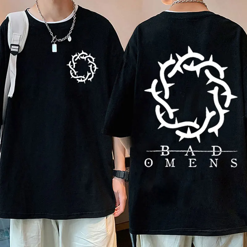 Funny Bad Omens Band Logo Graphics Print T-shirt Men Women's Hip Hop Punk Retro T Shirt Casual Cotton High Quality Tee Shirts
Funny Bad Omens Band Logo Graphics Print T-shirt Men Women's Hip Hop Punk Retro T Shirt Casual Cotton High Quality Tee Shirts