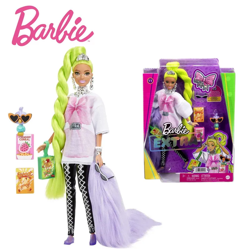 Barbie Extra Doll #11 In Oversized Tee Leggings Pet Parrot Extra-Long Neon-Green Hair Accessories Kids Model Figure Toy Gift
Barbie Extra Doll #11 In Oversized Tee Leggings Pet Parrot Extra-Long Neon-Green Hair Accessories Kids Model Figure Toy Gift