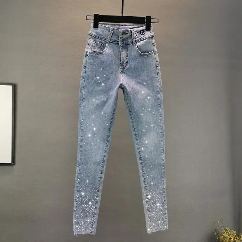 Super Elastic High Waist Pencil Jeans Streetwear Women Skinny Denim Trousers Diamond Iron Retro Stretch Jeans Women Pants A453
Super Elastic High Waist Pencil Jeans Streetwear Women Skinny Denim Trousers Diamond Iron Retro Stretch Jeans Women Pants A453