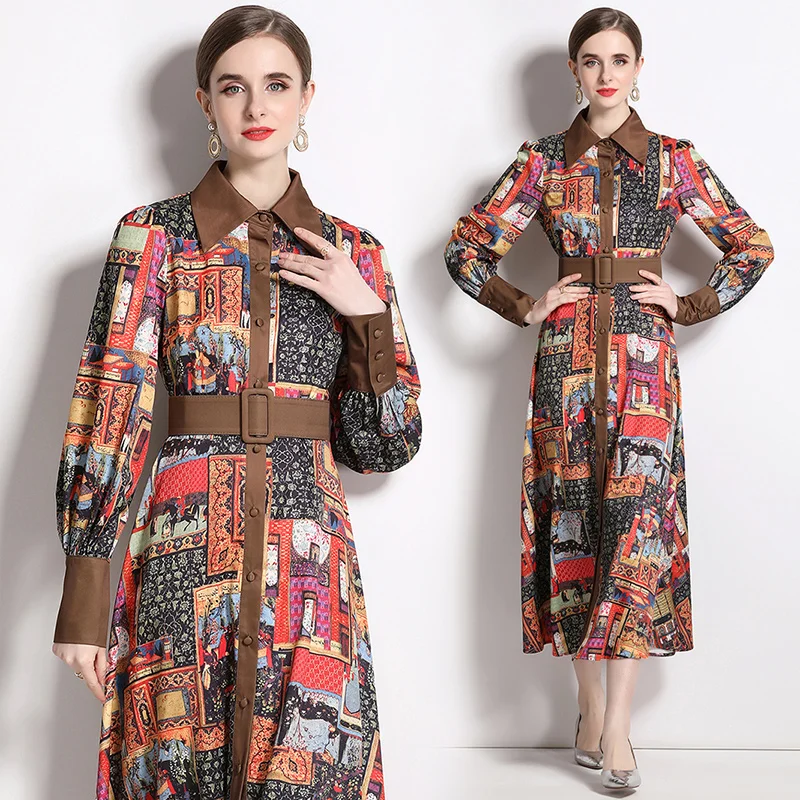 Retro Floral Print Dress Women Elegant long Sleeve Splicing Maxi Dress Ladies Holiday Style Female Vestidos 2023
Retro Floral Print Dress Women Elegant long Sleeve Splicing Maxi Dress Ladies Holiday Style Female Vestidos 2023