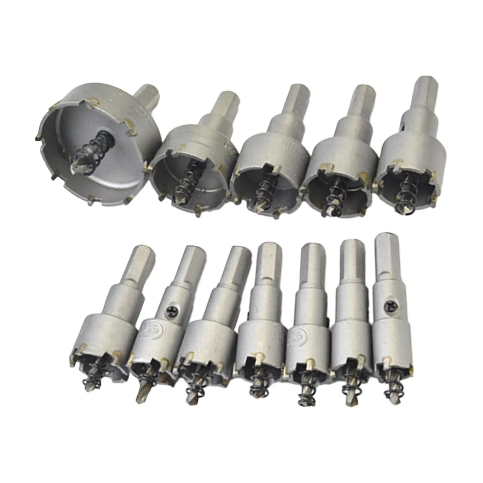 12x Hole Drill Bit Saw Set Carbide Tipped Heavy Duty Hole Opener 15-50mm Hole Cutter Tool for Steel Iron Sheet Alloy Wood
12x Hole Drill Bit Saw Set Carbide Tipped Heavy Duty Hole Opener 15-50mm Hole Cutter Tool for Steel Iron Sheet Alloy Wood