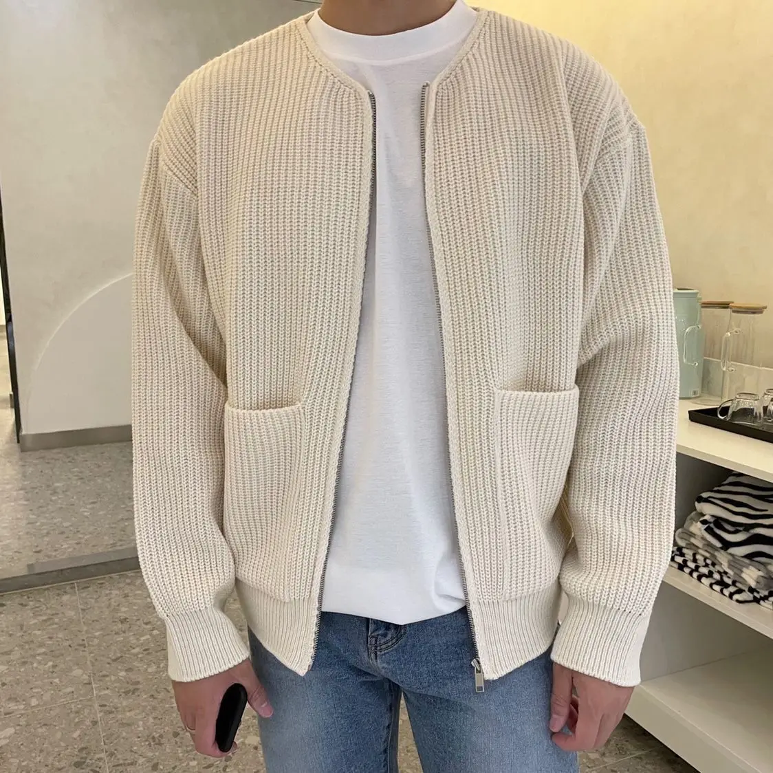 

2023 New Fashion Spring Autumn Knitted Cardigan Men Casual Sweater Long Sleeve Knitwear Slim Fitted Zippers Cardigans Male