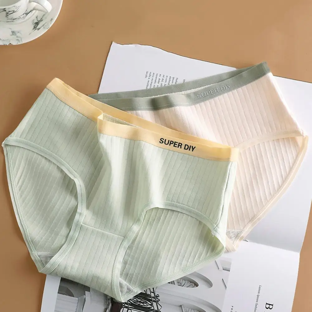 Cotton Panties Women's Underwear Contrast Color Elastic Breathable Seamless Striped Underpants Mid Waist Lady Briefs Lingerie
Cotton Panties Women's Underwear Contrast Color Elastic Breathable Seamless Striped Underpants Mid Waist Lady Briefs Lingerie
