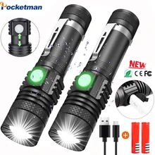Ultra Bright LED Torch Flashlight USB linterna T6/L2/V6 Power Tips Multi-function Zoomable Bicycle Light 18650 Rechargeable Lamp
Ultra Bright LED Torch Flashlight USB linterna T6/L2/V6 Power Tips Multi-function Zoomable Bicycle Light 18650 Rechargeable Lamp