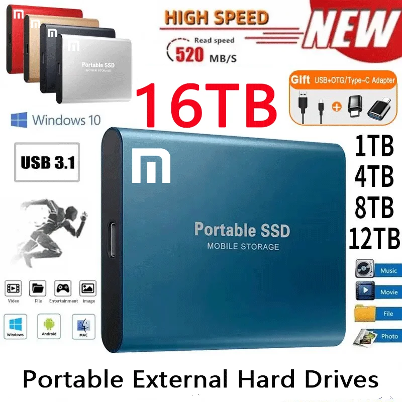 External Hard Drive 2TB High-Speed SSD 1TB Portable External Hard Disk USB 3.0 Interface Solid-state Disk for Xiaomi for Laptop
External Hard Drive 2TB High-Speed SSD 1TB Portable External Hard Disk USB 3.0 Interface Solid-state Disk for Xiaomi for Laptop