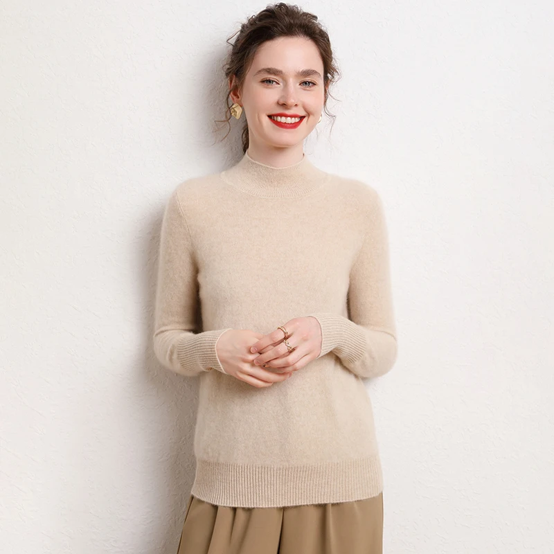 Lafarvie New Jacquard 100 Cashmere Women's Half Turtleneck Thickened Bottoming Sweater Loose Pullover Knitted Outwear Spring
Lafarvie New Jacquard 100 Cashmere Women's Half Turtleneck Thickened Bottoming Sweater Loose Pullover Knitted Outwear Spring
