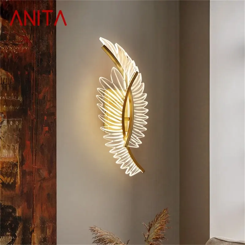 ANITA Postmodern Brass Wall Lights Sconces Simple Feather Shape Lamp Fixtures Decorative for Home
ANITA Postmodern Brass Wall Lights Sconces Simple Feather Shape Lamp Fixtures Decorative for Home
