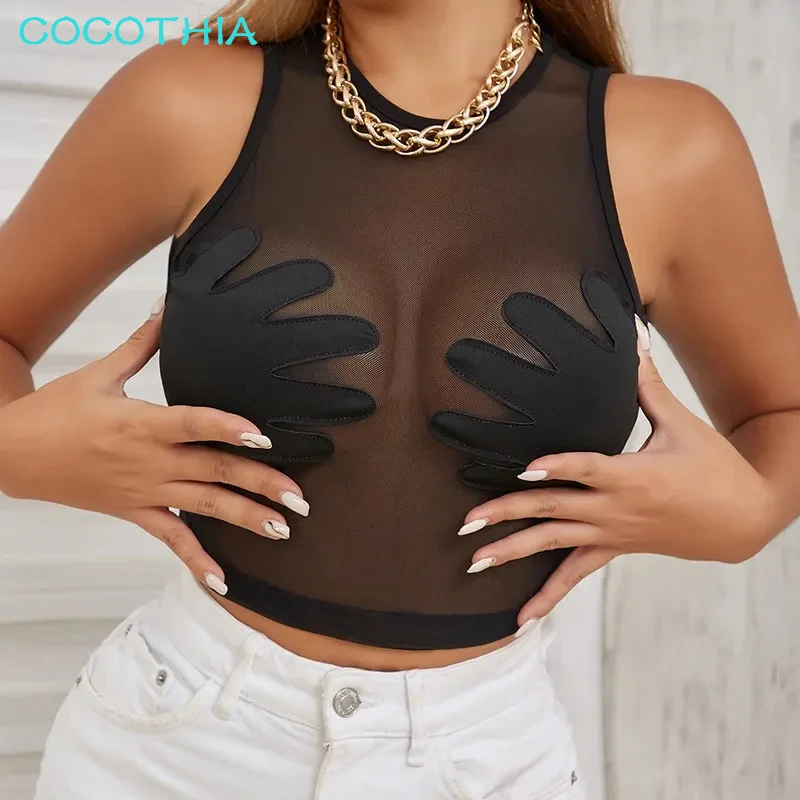 COCOTHIA Palm Sleeveless Slim Fit Sheer Mesh Patchwork Crop Top Women New Arrivals Summer Spicy Girl Trendsetter Streetwear
COCOTHIA Palm Sleeveless Slim Fit Sheer Mesh Patchwork Crop Top Women New Arrivals Summer Spicy Girl Trendsetter Streetwear