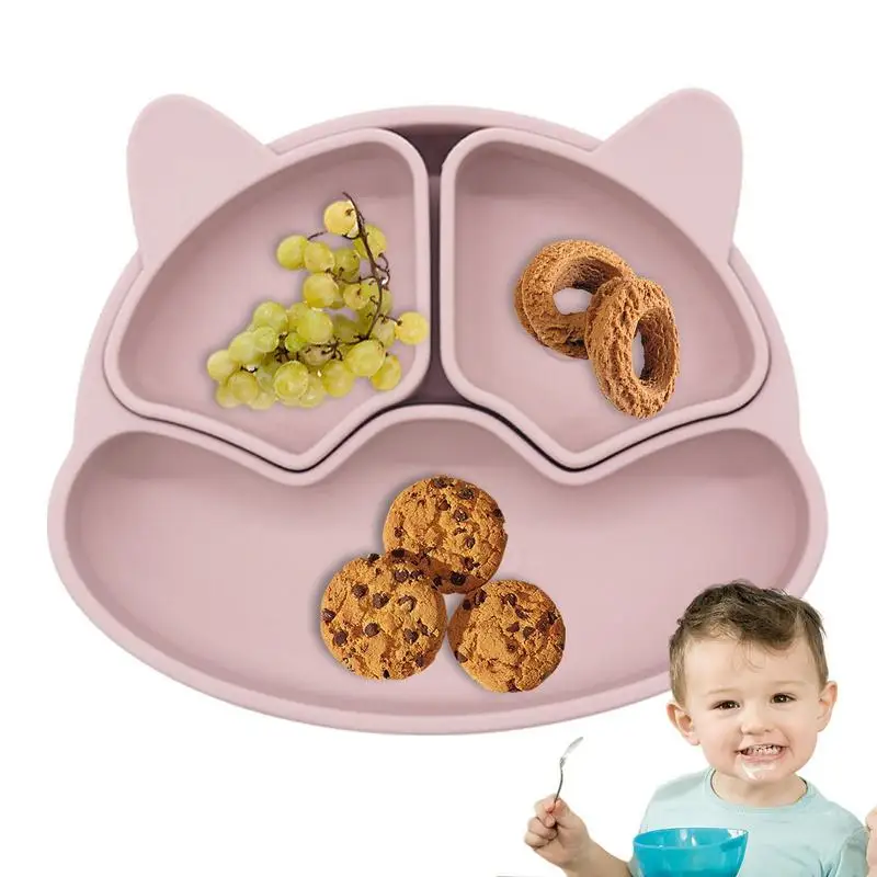 

Children's Dishes Baby Silicone Sucker Bowl Baby Bear Face Plate Tableware Set Smile Face Baby Tableware Set Retro Kids Plate