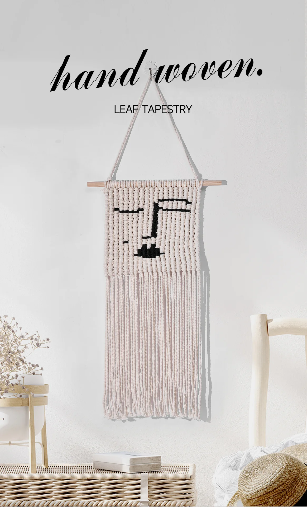 Nordic Cotton Rope Wall Hanging - 70x38cm Handwoven Decor 1 S5e7ecbcb068d481580513e809bdc74efI