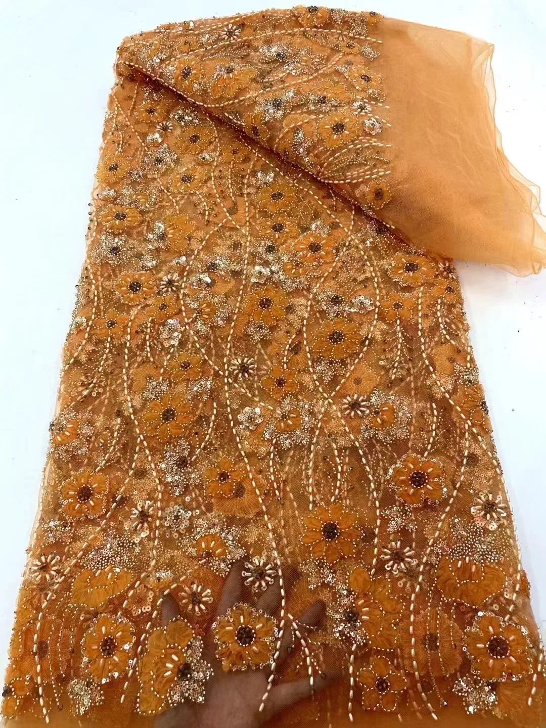 African Tulle Embroidered Lace Fabric, Sequins Beads, Wedding Dress, Party Sewing, High Quality, Fashion, 2024
African Tulle Embroidered Lace Fabric, Sequins Beads, Wedding Dress, Party Sewing, High Quality, Fashion, 2024
