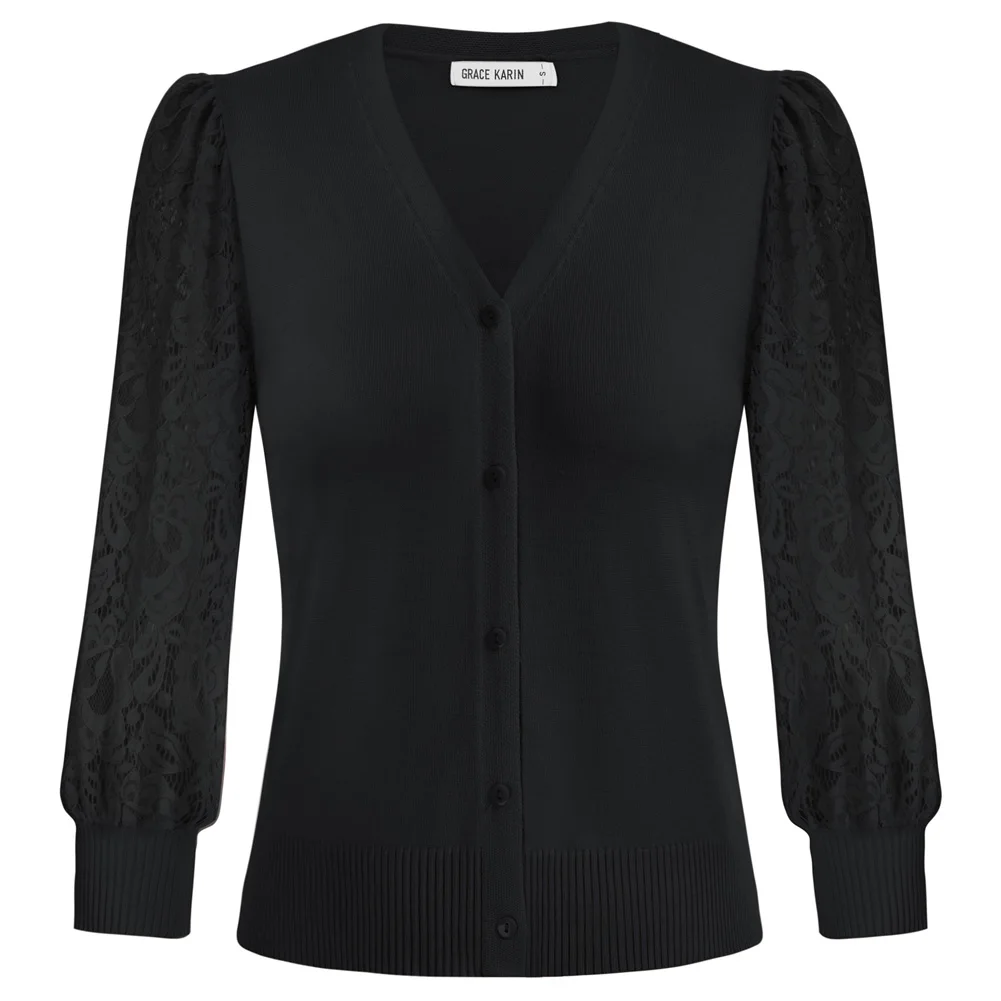 GK Women Cardigan Sweater Lace Patchwork T-shirt Long Puff Sleeve V-Neck Button-up Knitwear Winter Solid Soft Thermal Tops
GK Women Cardigan Sweater Lace Patchwork T-shirt Long Puff Sleeve V-Neck Button-up Knitwear Winter Solid Soft Thermal Tops