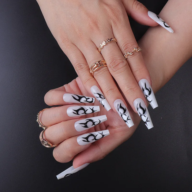 24Pcs Long Artificial Ballet Black White Wearing Nail Art Manicure Press On Fake Nails Finished Removable Reusable False Nails
24Pcs Long Artificial Ballet Black White Wearing Nail Art Manicure Press On Fake Nails Finished Removable Reusable False Nails