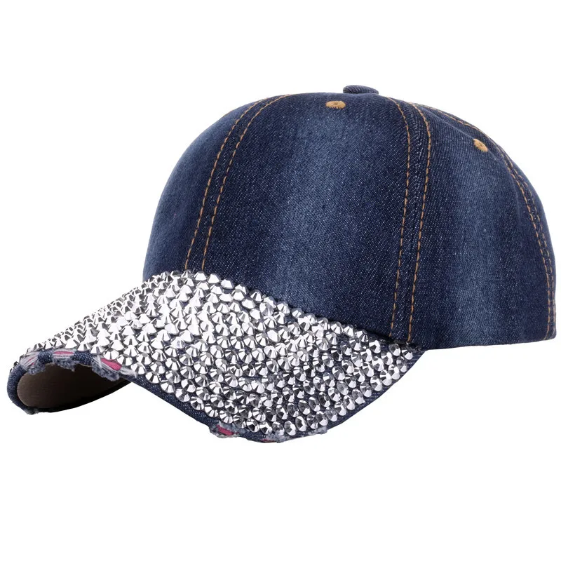 

Outdoor Sunscreen Sun Hat Personality Fashion Inlaid Diamond Cowboy Baseball Cap Travel Rhinestone Men and Women Duck Tongue Cap